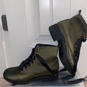 Dirty Laundry Satin Green Boots